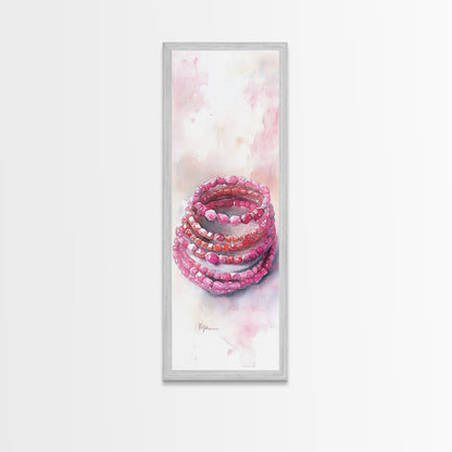 Gemstone Stack Canvas Print Whimsical Watercolor Art Pink Crystal Wall Art Bedroom Decor Gem Lover Unique Living Room Art