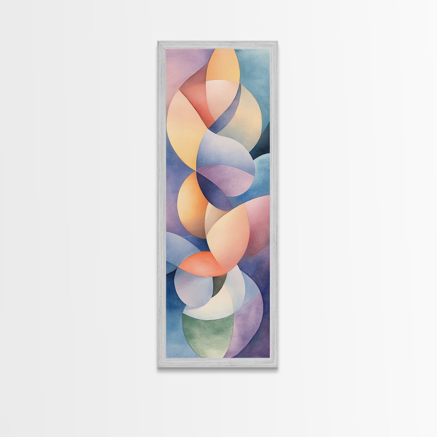 Bright Abstract Swirls Framed Canvas Print Colorful Geometric Wall Art Minimalist Boho Art Vertical Home Accent Gift Idea