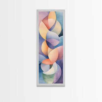 Bright Abstract Swirls Framed Canvas Print Colorful Geometric Wall Art Minimalist Boho Art Vertical Home Accent Gift Idea