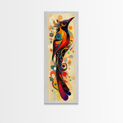 Bold Bird Design Framed Canvas Print Vibrant Peacock Wall Art Modern Whimsical Art Living Room Accent Bird Lover Gift Idea