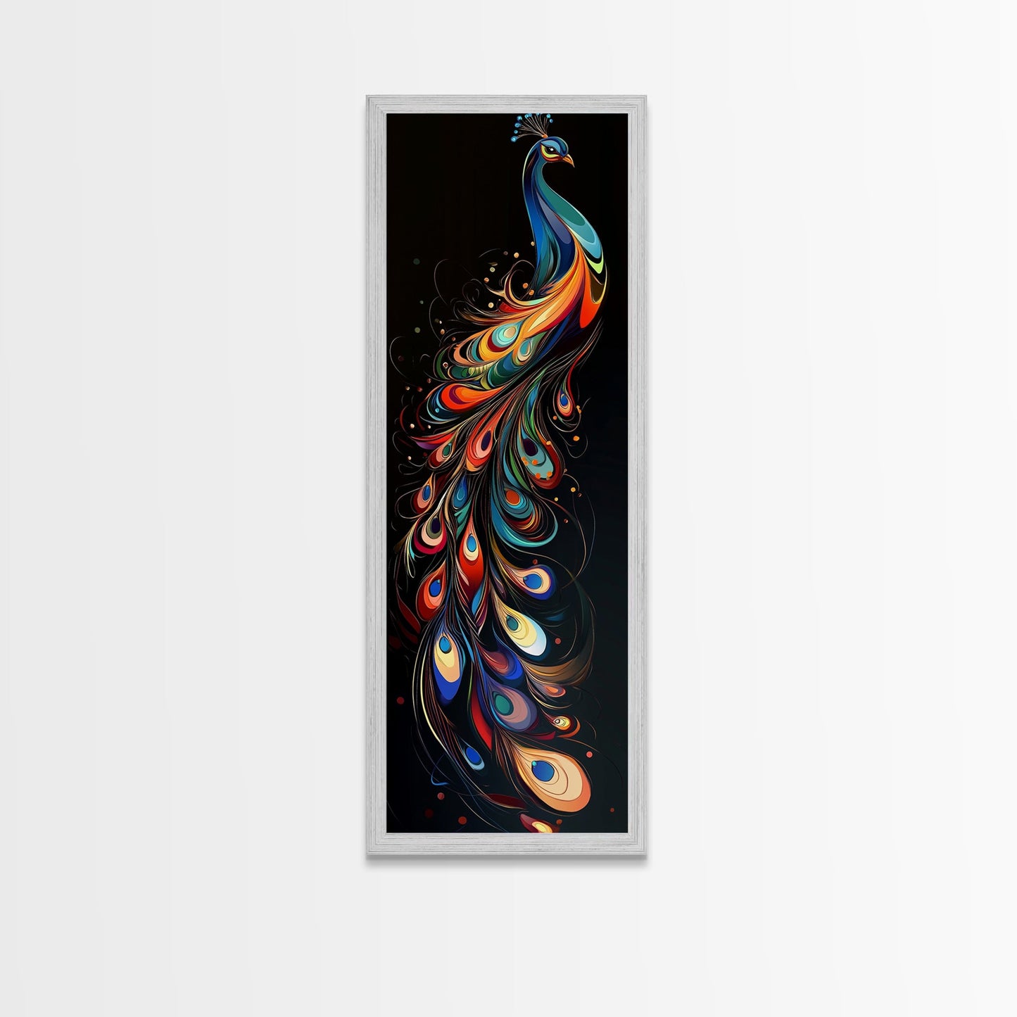 Whimsical Peacock Wall Art Canvas Print with Bold Modern Design and Boho Decor, Perfect Accent for Bedroom or Living Room Art