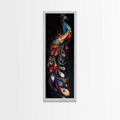 Whimsical Peacock Wall Art Canvas Print with Bold Modern Design and Boho Decor, Perfect Accent for Bedroom or Living Room Art