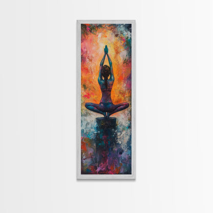 Yoga Art Framed Canvas Print Meditation Decor Zen Wall Art Vibrant Painting Vertical Art for Bedroom or Yoga Room