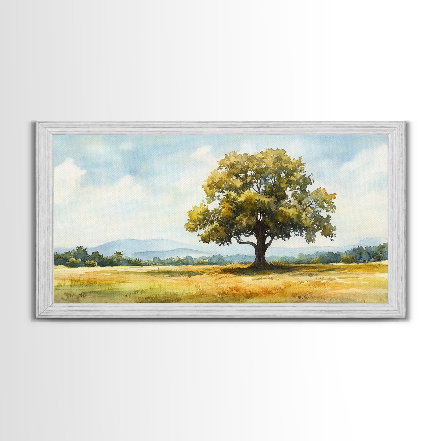 Oak Tree Art Landscape Painting Framed Canvas Print Rustic Decor Living Room Art Original Artwork Above Couch Wall Art Nature Scene