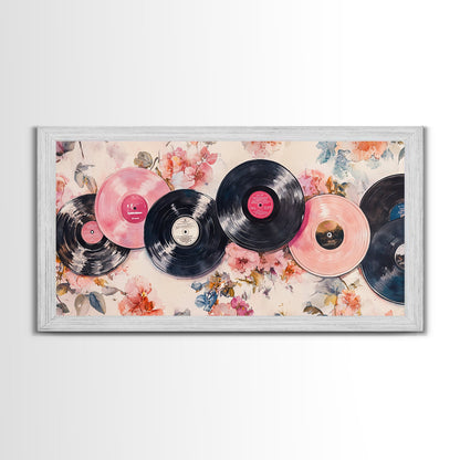 Vinyl Record Nostalgia Canvas Print Featuring Music Wall Art Retro Wall Art Pink Wall Art Moody Art Rustic Art Guest Room Living Decor