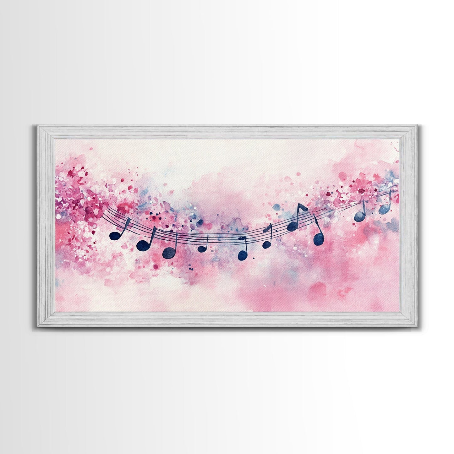 Music Notes Canvas Print Pink Abstract Art Musical Gift Idea Therapy Room Decor Boho Minimalist Wall Art Living Room Accent