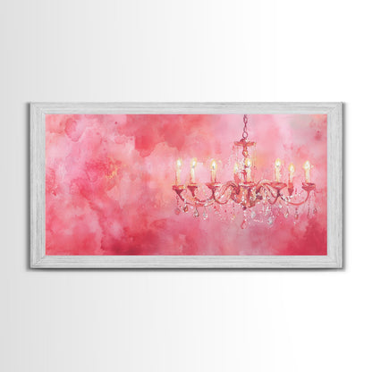 Pink Chandelier Canvas Print Glamorous Light Pink Wall Art Elegant Boho Minimalist Living Room Bedroom Art Framed Christmas Decor