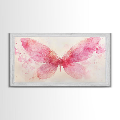 Pink Butterfly Canvas Print Whimsical Art Light Pink Wall Art Angel Art Prints Above Bed Wall Art Bedroom Decor Gift Idea