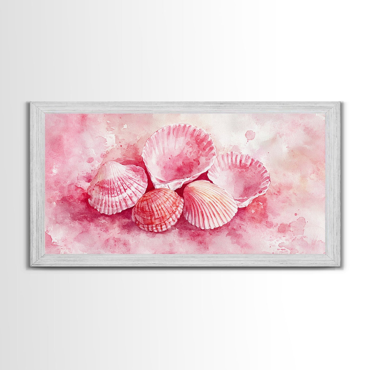 Coastal Shell Canvas Print | Pink Coastal Cowgirl Wall Art | Nautical Inspired Decor | Beach Themed Framed Artwork | Living Room Art