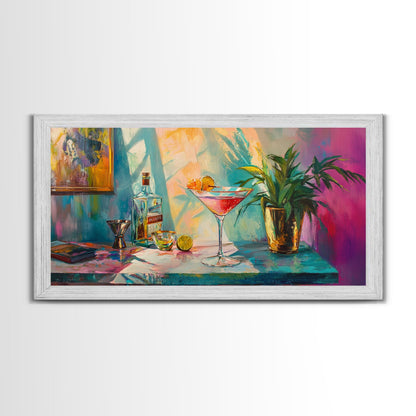 Martini Cocktail Canvas Print Colorful Bar Wall Art Vibrant Foodie Home Decor Gift Idea Kitchen Modern Party Drink Art Living Room