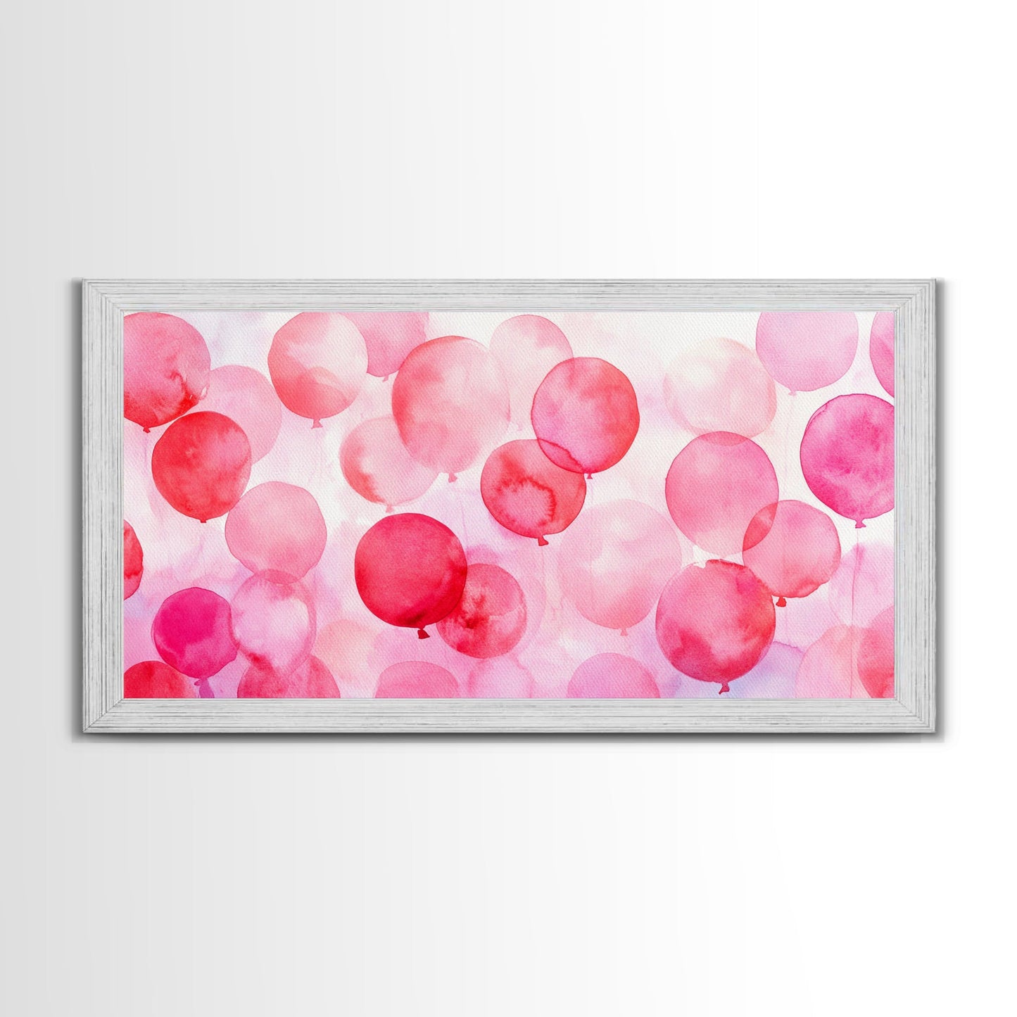 Pink Balloon Canvas Print - Light Pink Wall Art Boho Birthday Celebration Art Minimalist Decor Living Room Horizontal Art