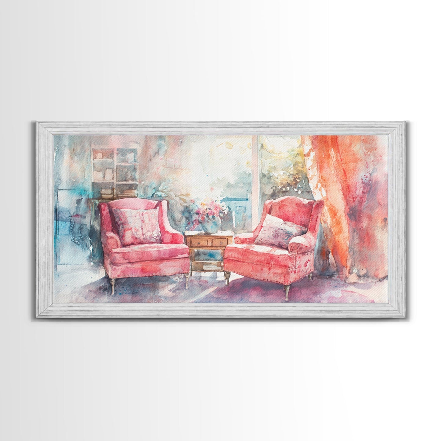 Cozy Armchair Canvas Print | Farmhouse Living Room Wall Art | Rustic Decor | Framed Canvas Print Gift Idea | Above Couch Pink Art