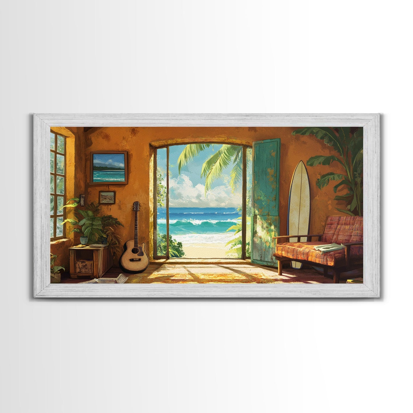 Ocean Retreat Leinwanddruck Küstendeko Rustikale maritime Wandkunst für über dem Sofa Tropische Strandzimmerkunst Bauernhauskunst Geschenkidee