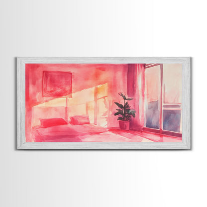 Sunny Bedroom Canvas Print Light Pink Wall Art Minimalist Decor Cherry Wall Art Therapy Art Rustic Bedroom Art Boho Art Gift Idea