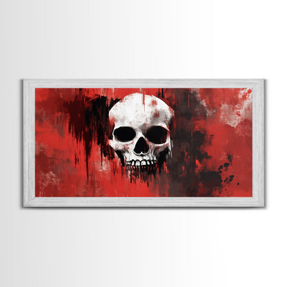 Skull Art Framed Canvas Print, Moody Dark Abstract Wall Decor, Gothic Bedroom Art, Unique Halloween Wall Art Gift, Dark Angels Decor
