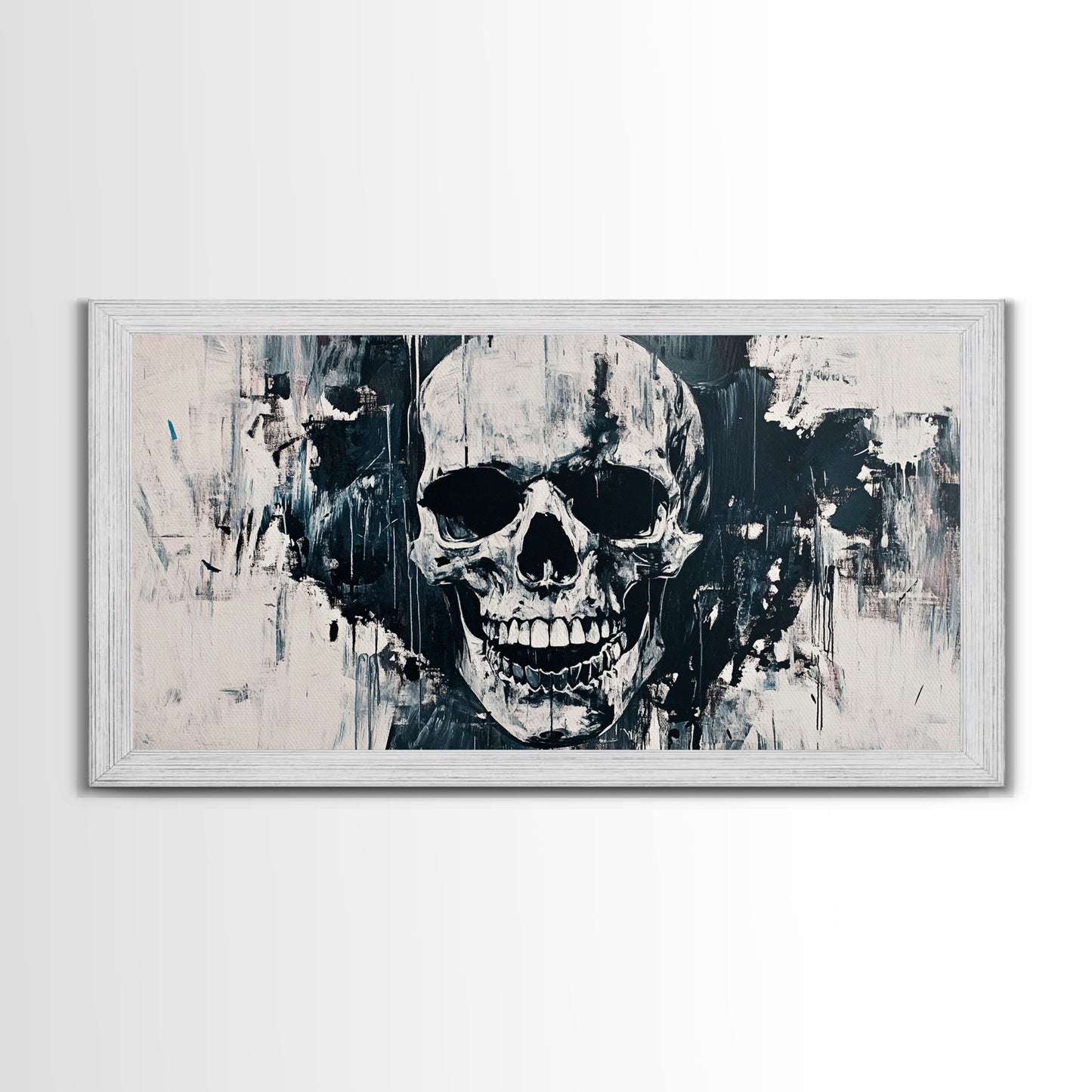 Gothic Skull Art Canvas Print, Dark Moody Abstract Wall Decor, Halloween Living Room Art, Unique Therapy Art Gift, Dark Angels Print