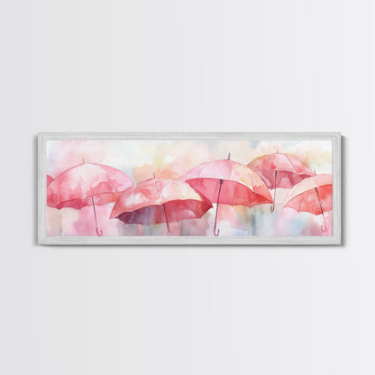 Umbrella Canvas Print Featuring Light Pink Abstract Art, Boho Minimalist Decor, Romantic Living Room or Guest Room Coastal Wall Art