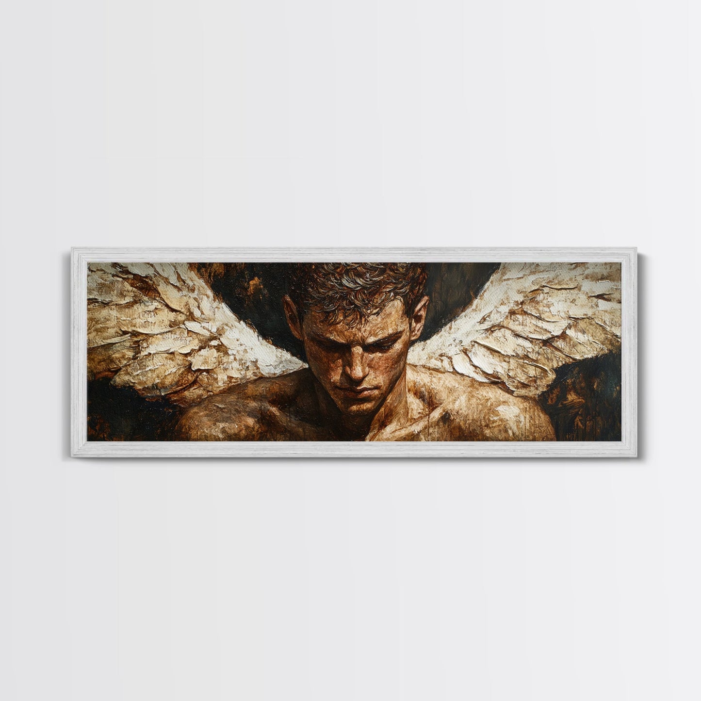 Brooding Angel Canvas Print Dark Romance Painting Moody Art Gothic Wall Art Bedroom Serenity Modern Rustic Living Room Decor