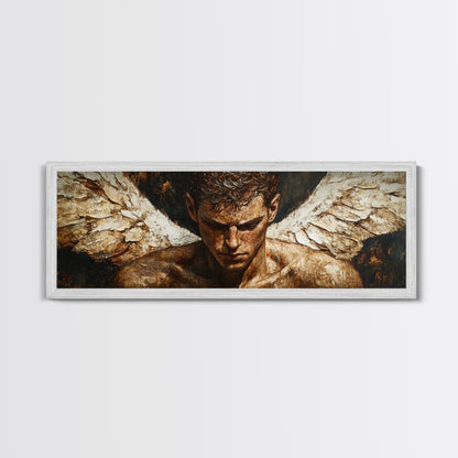 Brooding Angel Canvas Print Dark Romance Painting Moody Art Gothic Wall Art Bedroom Serenity Modern Rustic Living Room Decor