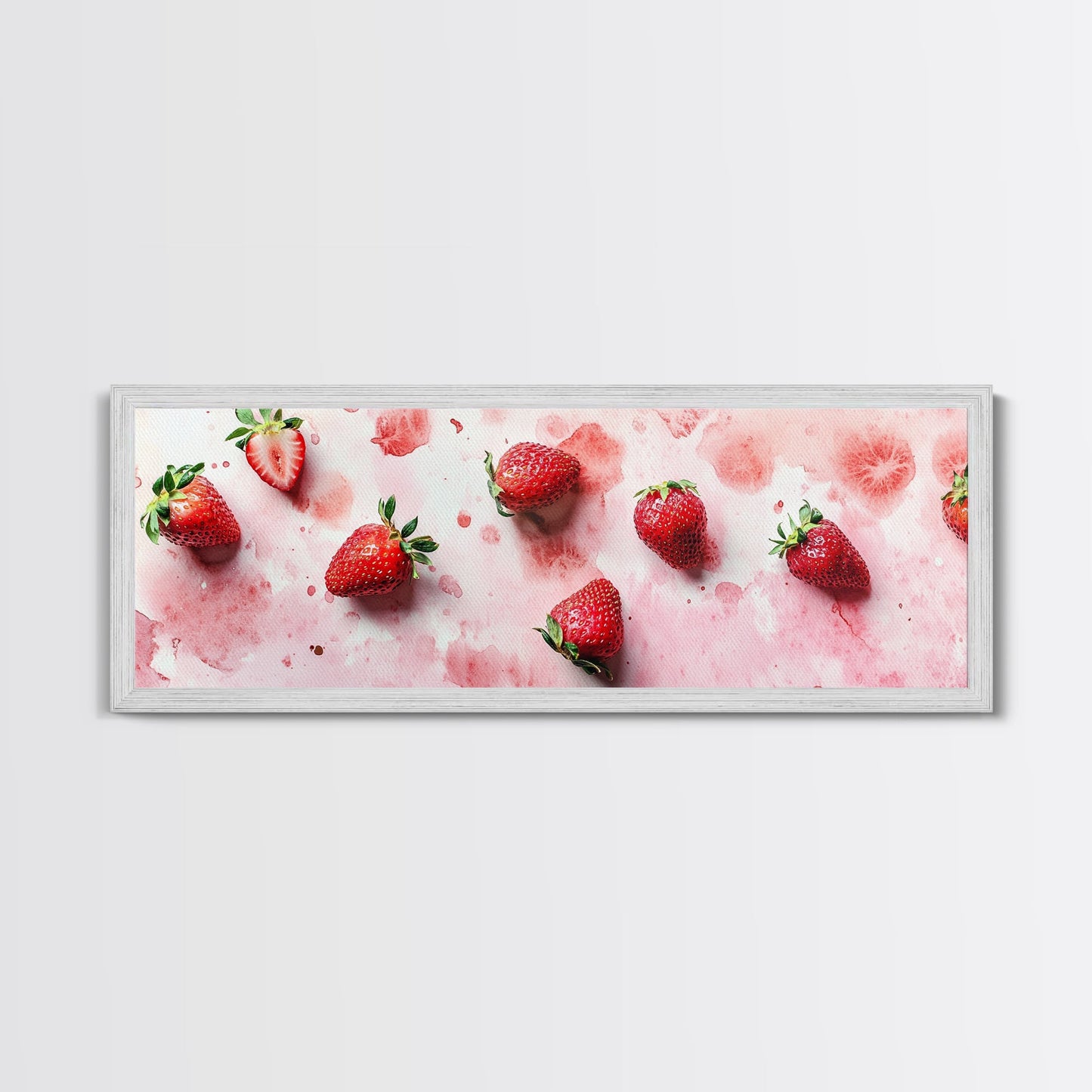 Strawberry Fruit Kitchen Art Framed Canvas Print Rustic Decor Horizontal Wall Art Living Room Art Whimsical Botanical Prints