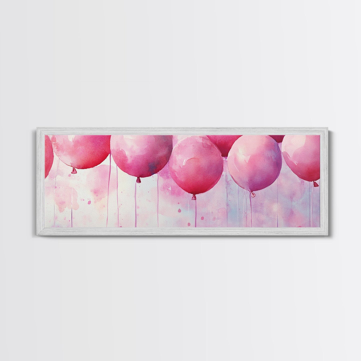 Balloon Party Canvas Print Whimsical Art Pink Abstract Art Light Pink Wall Art Above Sofa Decor Fun Kids Room Artwork Gift Idea