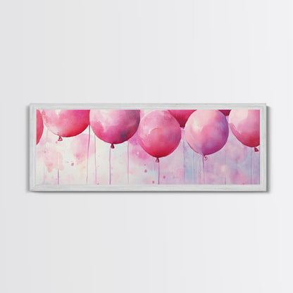 Balloon Party Canvas Print Whimsical Art Pink Abstract Art Light Pink Wall Art Above Sofa Decor Fun Kids Room Artwork Gift Idea