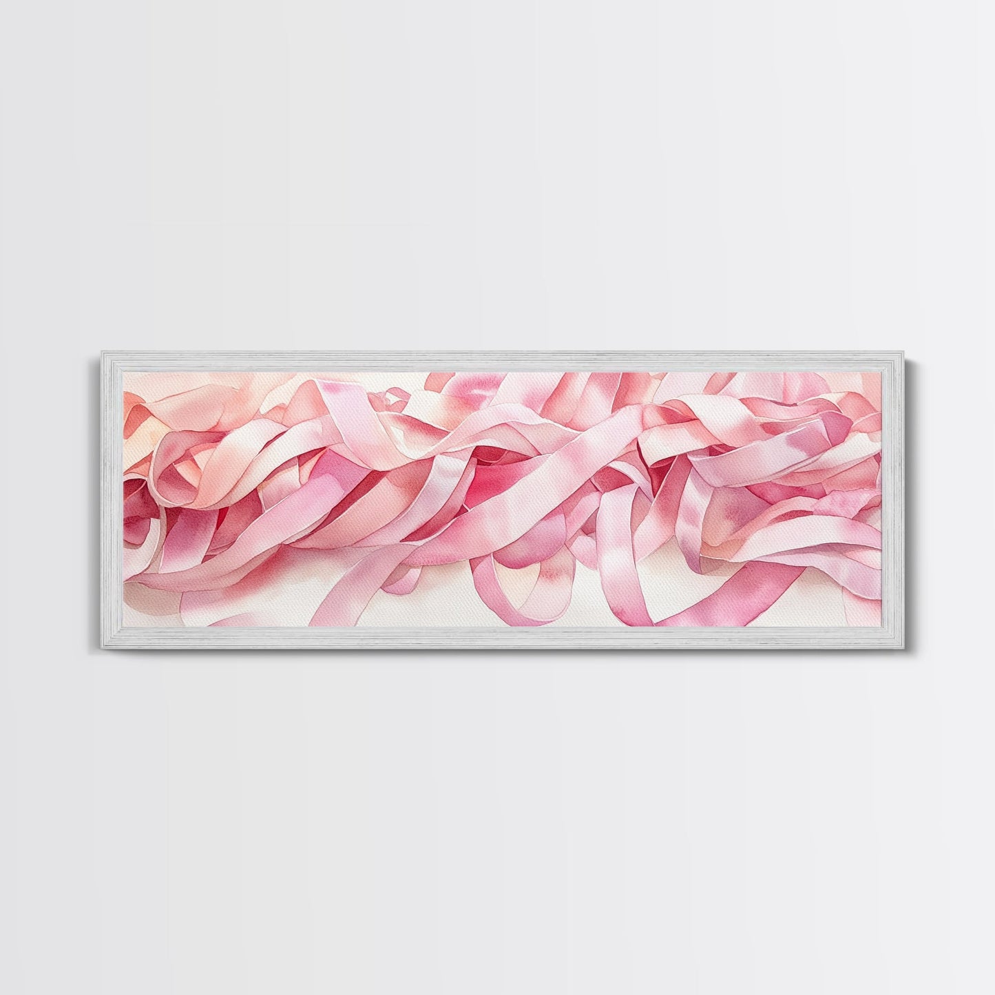 Abstract Ribbon Canvas Print Feminine Pink Abstract Artwork Horizontal Wabi Sabi Decor Minimalist Wall Art Above Sofa Framed Art
