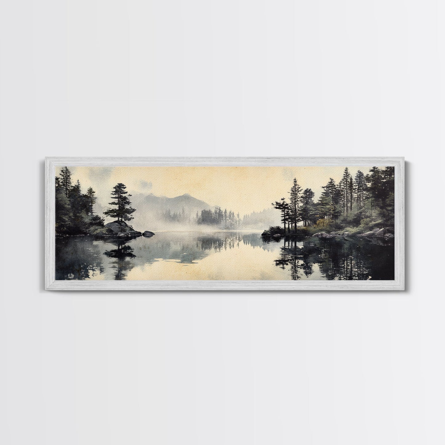 Tranquil Woodland Reflection Canvas Print, Lake Tahoe Art, Smoky Mountain Art, Coastal Landscape Art, Bedroom Art, Rustic Decor