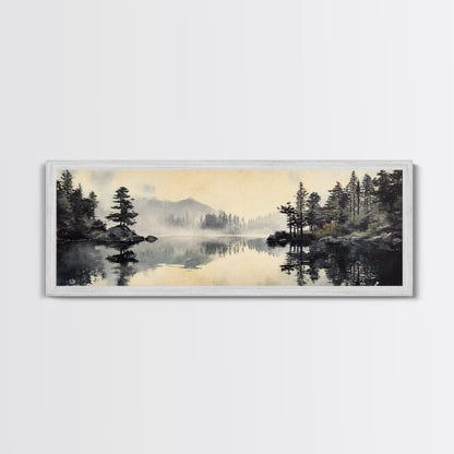 Tranquil Woodland Reflection Canvas Print, Lake Tahoe Art, Smoky Mountain Art, Coastal Landscape Art, Bedroom Art, Rustic Decor