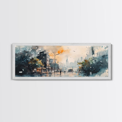 Moody Urban Streetscape Canvas Print, Lofi Art, Southwest Wall Art, Modern Cityscape Art, Above Couch Artwork, Urban Living Room Decor