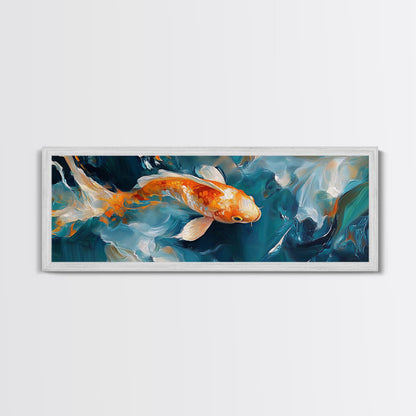 Vibrant Koi Fish Canvas Print, Whimsical Art, Coastal Wall Art, Bedroom Art, Gift Idea, Teal Wall Art, Above Sofa Decor, Nautical Painting