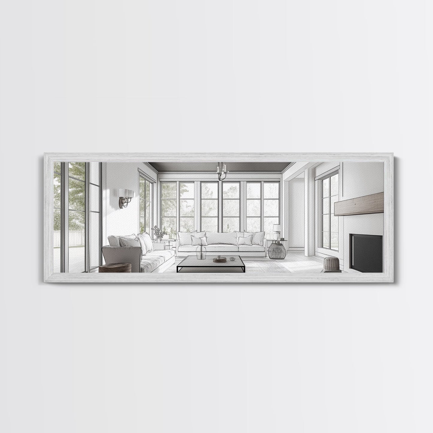 Extra Wide Canvas Print Living Room Art Modern Wabi Sabi Art Panoramic Neutral Design Rustic Farmhouse Minimalist Wall Decor