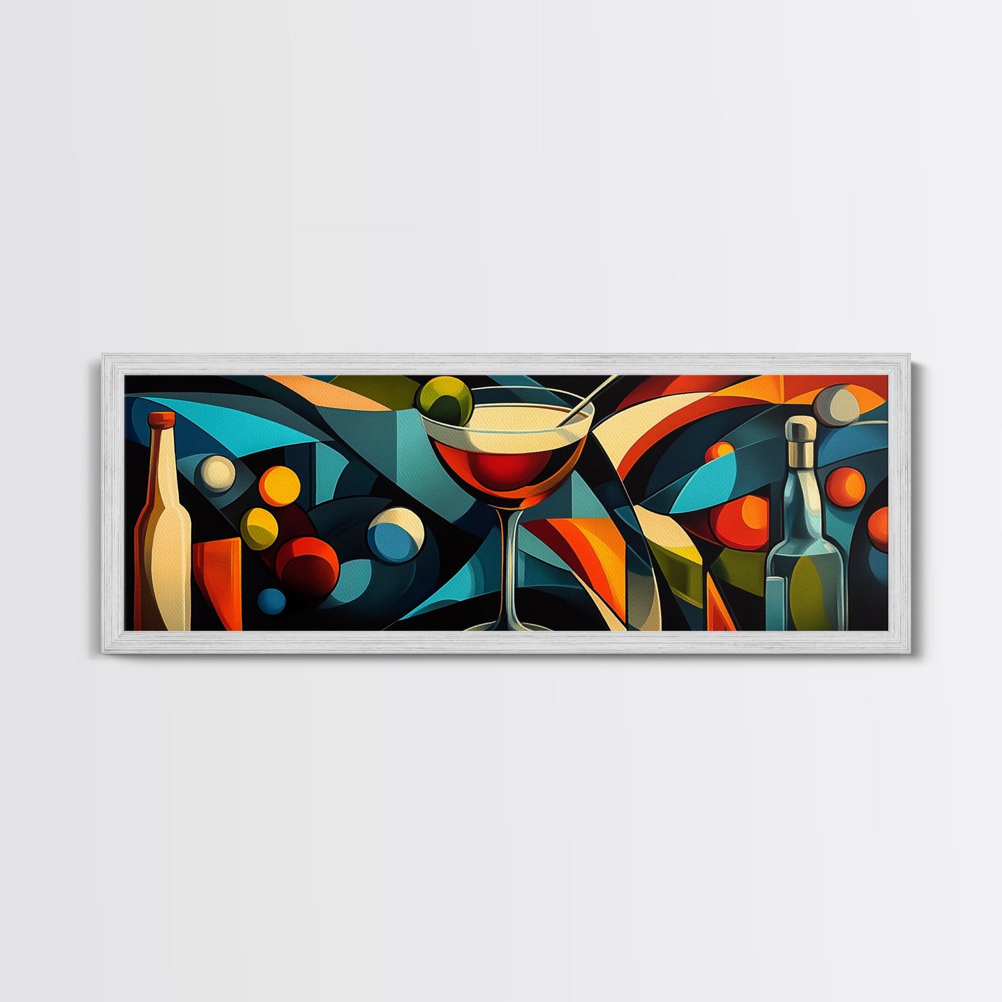 Abstract Martini Framed Canvas Print Espresso Martini Wall Art Modern Cocktail Art Kitchen Bar Decor Bold Geometric Wall Artwork