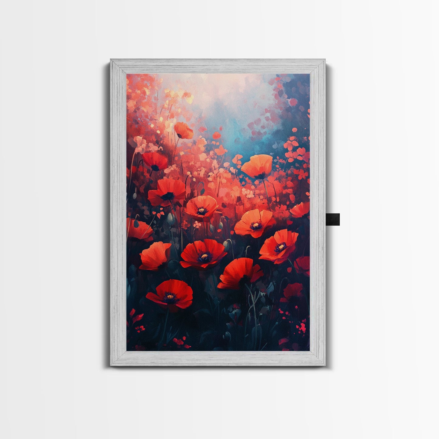 Vibrant Wildflower Framed Canvas Print, California Poppy Art, Rustic Bedroom Art, Boho Farmhouse Wall Decor, Gift Idea for Her