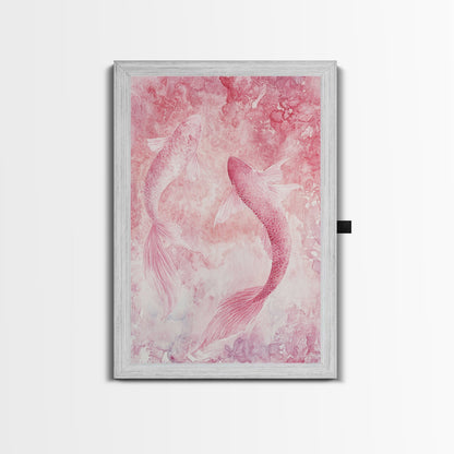 Canvas Print Koi Fish Painting Pink Abstract Art Zen Wall Art Minimalist Artwork Living Room Decor Gift Idea Bedroom Wall Art