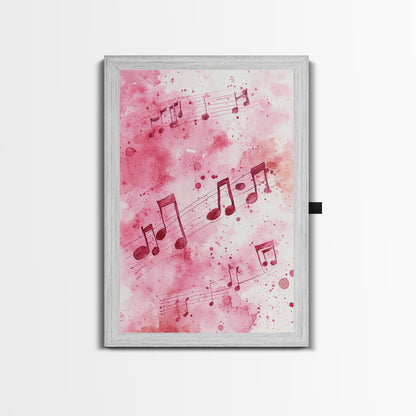 Musical Notes Canvas Print, Pink Abstract Watercolor Art, Music Lovers Gift, Therapy Wall Art, Light Pink Bedroom Living Room Decor