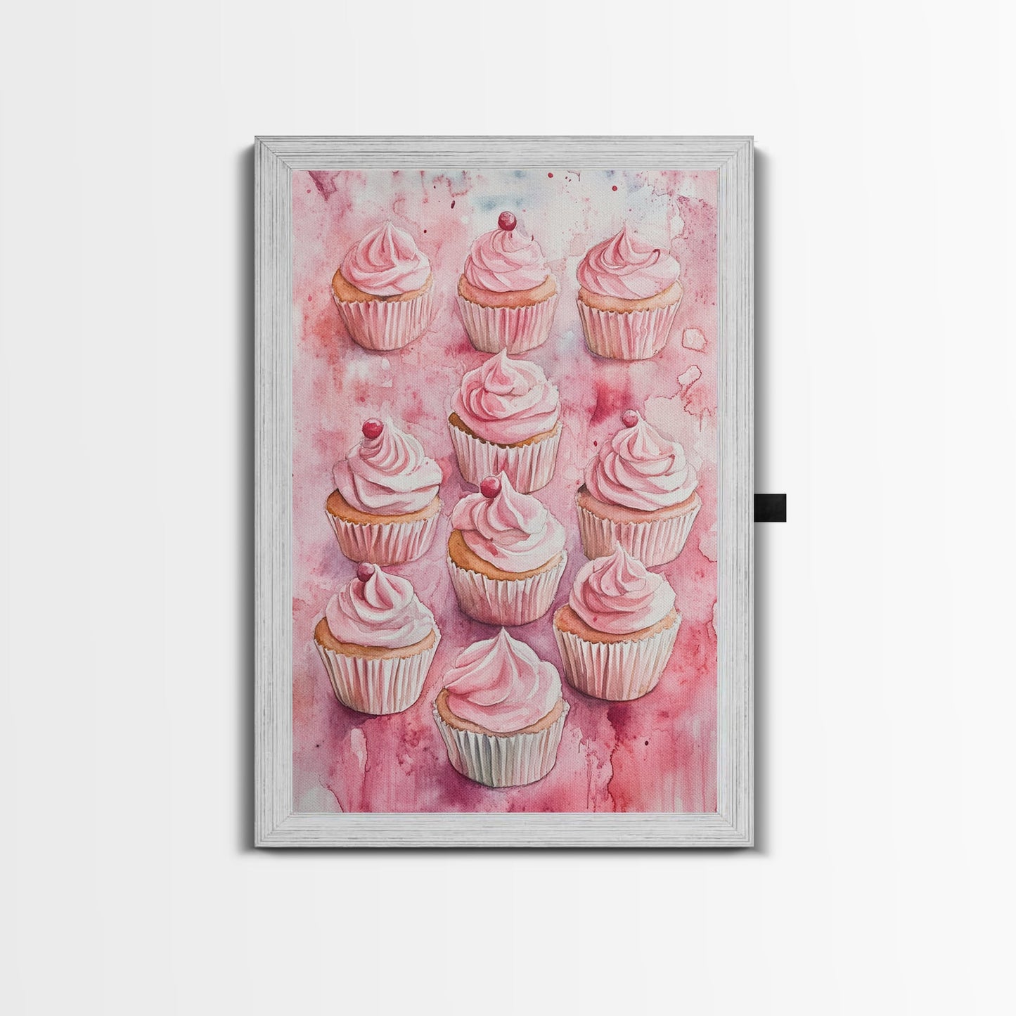 Pink Cupcakes Canvas Print Food Review Kitchen Art Dessert Wall Art Rustic Farmhouse Decor Gift Idea Pastel Whimsical Artwork