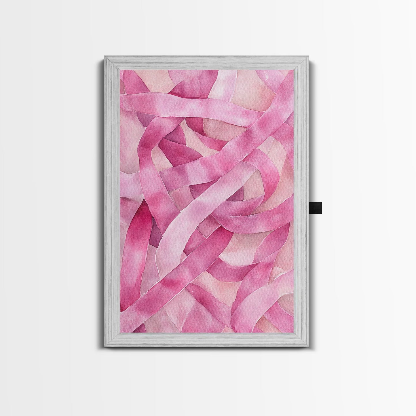 Abstract light pink wall art modern ribbons canvas print perfect addition to minimalist aesthetic boho decor vertical skinny art