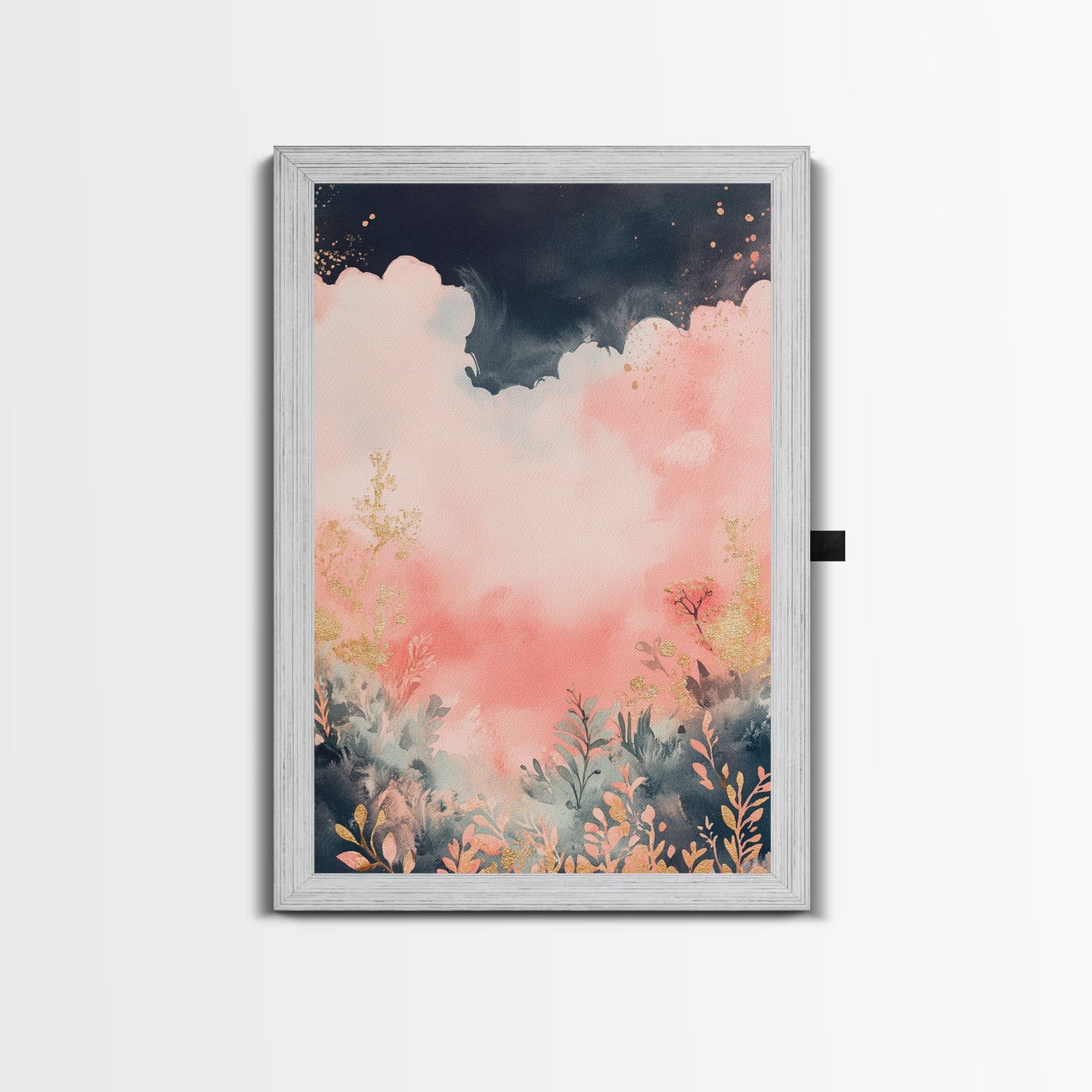 Moody dark romance painting with gold accents framed canvas print autumn-inspired wall decor rustic wabi sabi art farmhouse gift