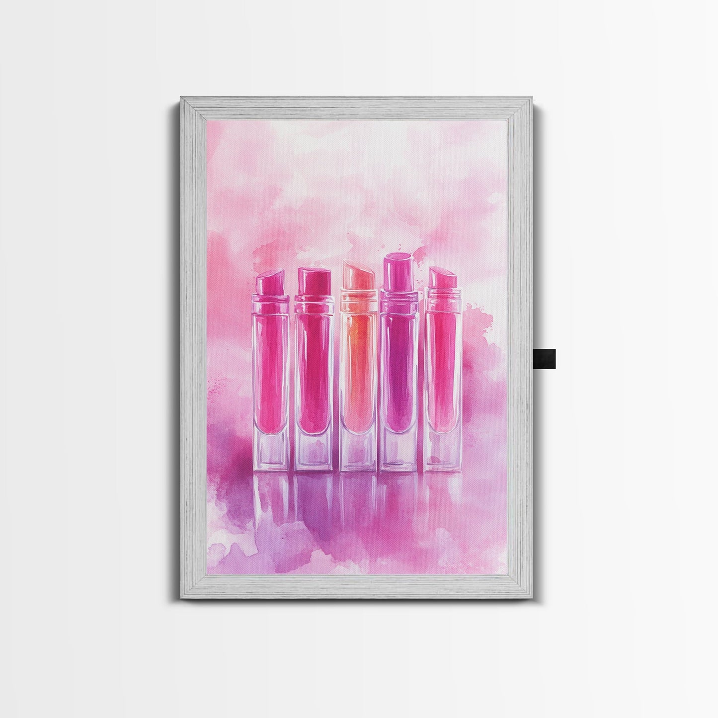 Vibrant lipstick art bold feminine wall decor framed canvas print perfect bedroom or guest room boho aesthetic rustic glam style gift