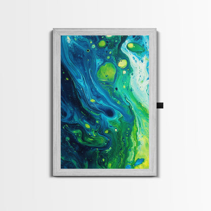Blue and Green Abstract Canvas Print, Stunning Geometric Wall Art Ideal for Nautical Decor or Contemporary Above Couch Wall Art