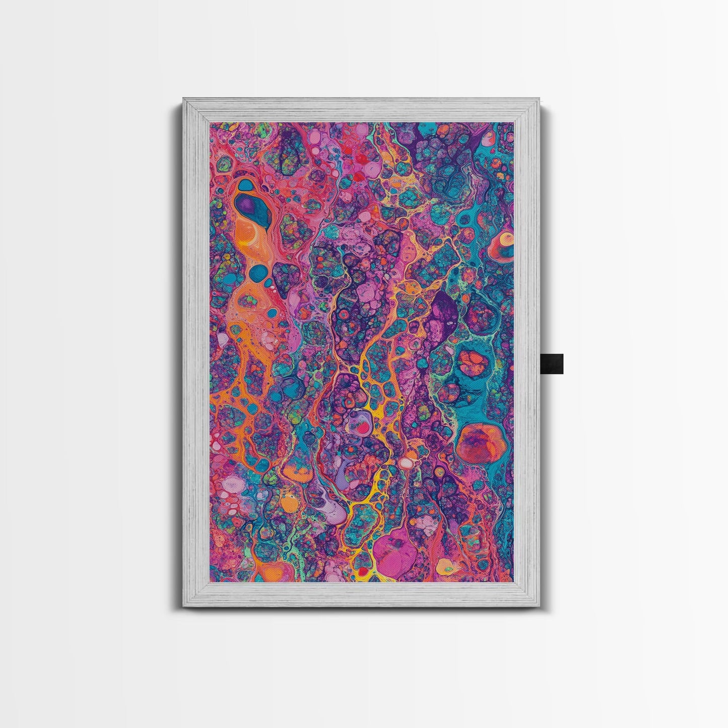 Psychedelic Swirls Abstract Framed Canvas Print Colorful Moody Art Sacred Geometry Wall Art Living Room Boho Decor