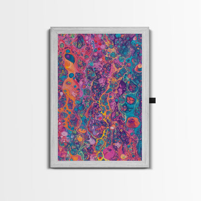 Psychedelic Swirls Abstract Framed Canvas Print Colorful Moody Art Sacred Geometry Wall Art Living Room Boho Decor
