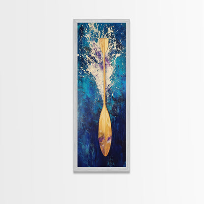 Moody Seascape, horizon painting gray white, smoky mountain art, framed canvas print, extra wide art, landscape painting