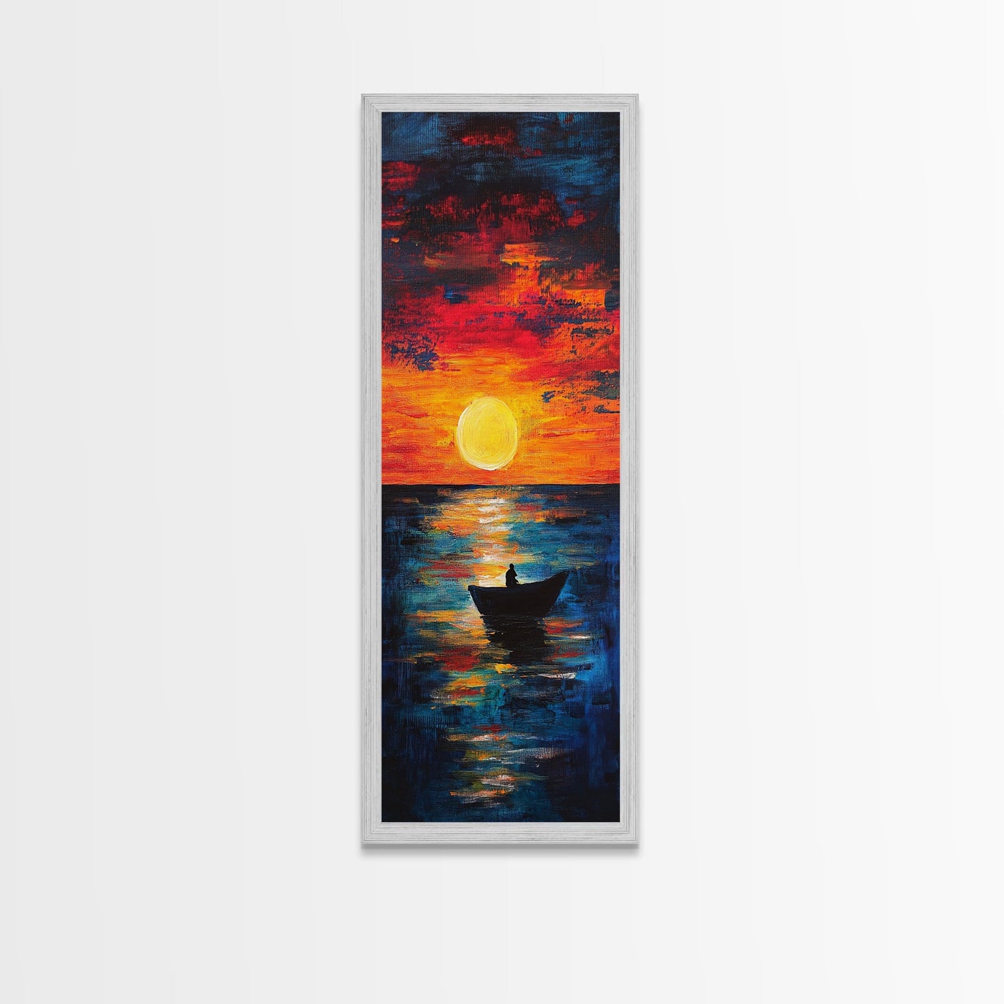 Fisherman Silhouette, Ocean Sunset, Moody Art, Canvas Print, Nautical Wall Art, Boho Art, Rustic Decor, Above Couch Art