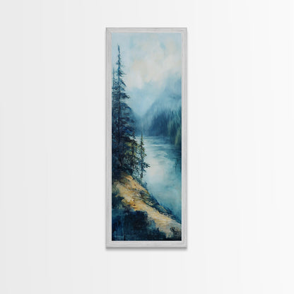 Misty Forest, lake Tahoe art, mountain painting, smoky mountain art, rustic decor, framed canvas print, landscape painting