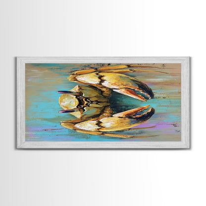 Krabbenbild, Küstendeko, Maritime Wandkunst, Rustikale Kunst, Gerahmter Leinwanddruck, Meereskunst, Strandhauskunst, Kunst mit Meeresmotiven