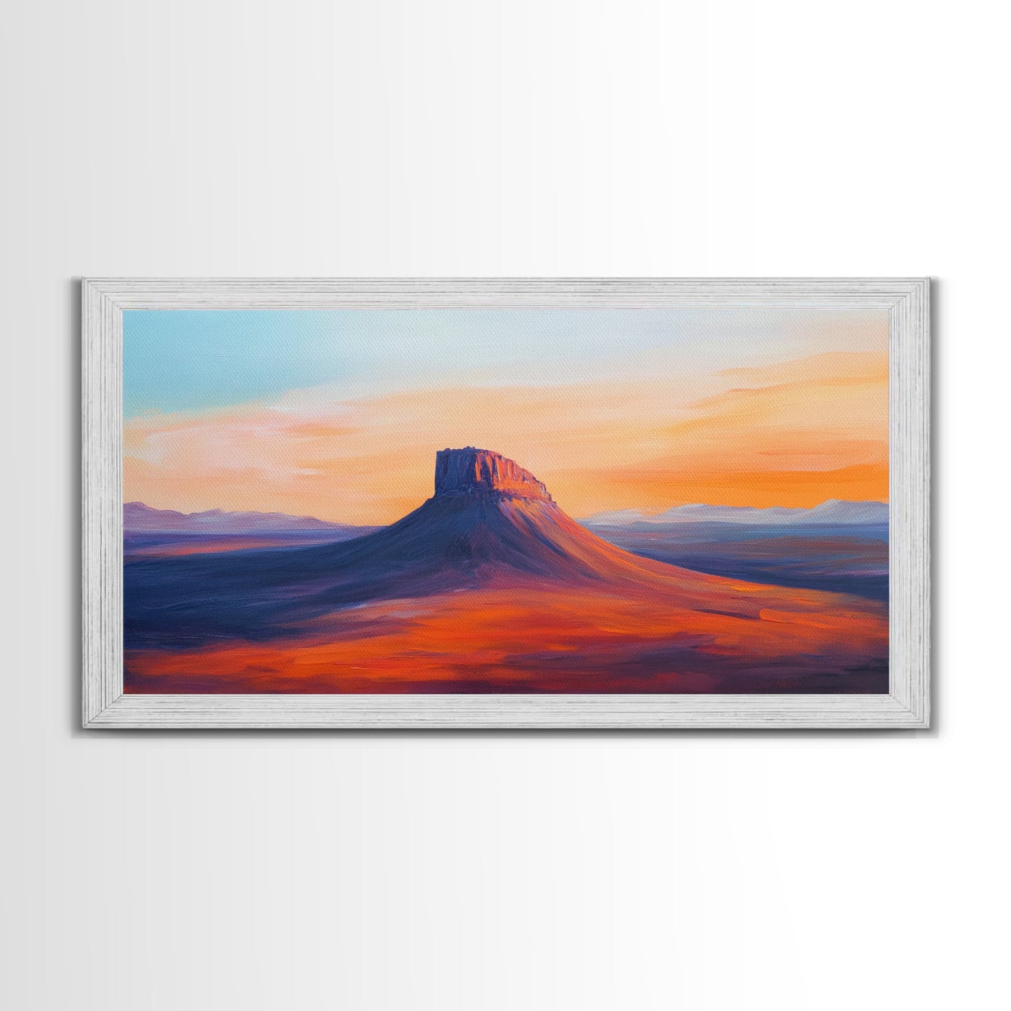 Southwest Landscape, Mountain Painting, Rustic Decor, Framed Canvas Print, Desert Sunset Art, Joshua Tree Art, Earthy Tones Art