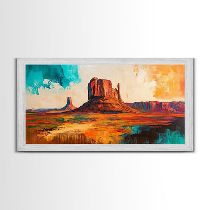 Südwestliche Landschaft, Joshua-Baum-Kunst, Wüstenmalerei, Wandkunst aus dem Südwesten, gerahmter Leinwanddruck, Berglandschaft, rustikale Wandkunst