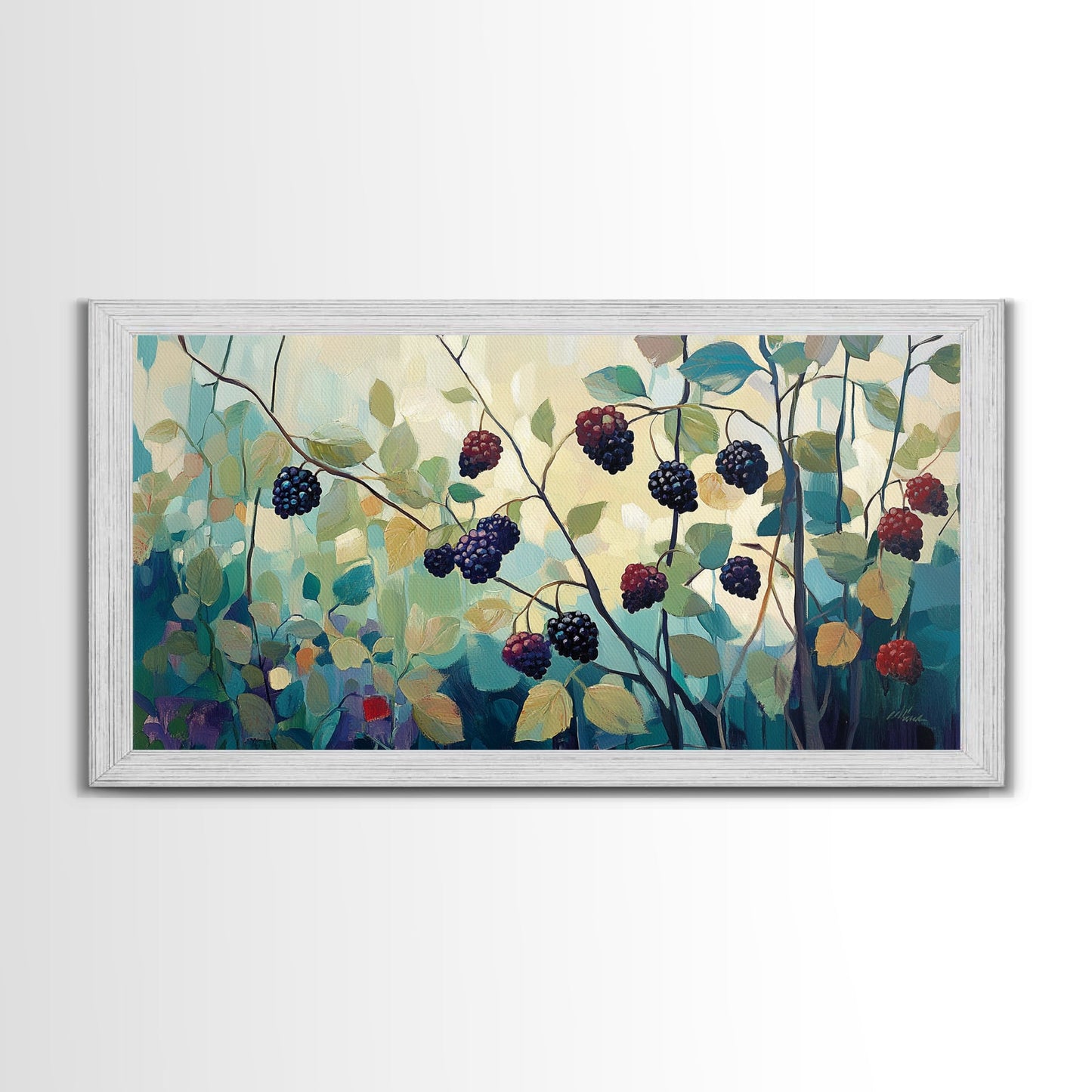 Brombeeren, Sommerbeeren, Leinwanddruck, botanische Drucke, Wandbild „Früchte des Geistes“, Wildblumenbild, Küchenbild